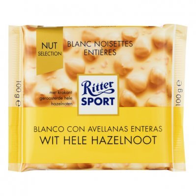 Ritter witte chocolade hazelnoot 100 g