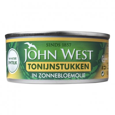 John West tonijnstukken in zonnebloemolie 145 g