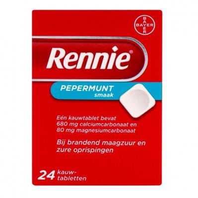 Rennie pepermunt smaak (brandend maagzuur) 24 stuks
