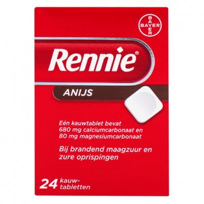 Rennie anijs smaak (brandend maagzuur) 24 stuks