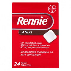 Rennie anijs smaak (brandend maagzuur) 24 stuks