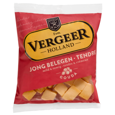 Vergeer Jong belegen kaas blokjes 200 g